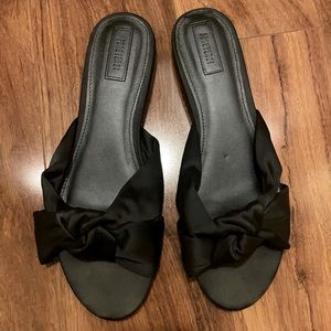 Forever 21 Satin black bow sandals